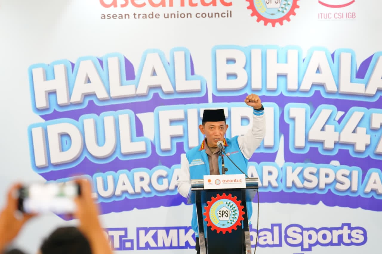 Halal Bihalal dengan Buruh, Kapolri Komitmen Perkuat Soliditas dengan Buruh, Ciptakan Iklim Investasi Kondusif